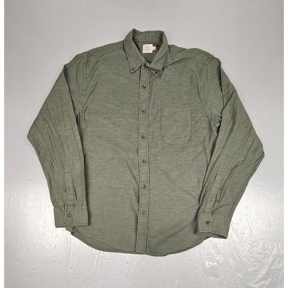 Faherty Movement Flannel Shirt Mens XL Army Green Button Up Casual Long Sleeve